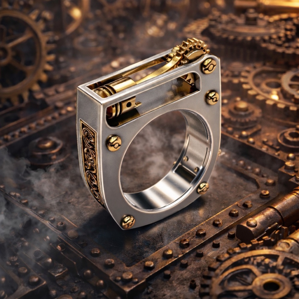 🔆 Mechanical Gear Wheel Punk Sz 7 Ring